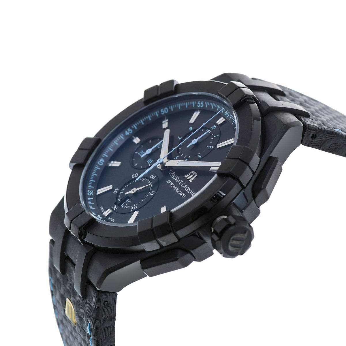 Shop Authentic Maurice Lacroix Aikon Chronograph Limited Edition Black Dial Black Leather Strap Watch for Men - AI1018-PVB01-337-1 - Luxxuri