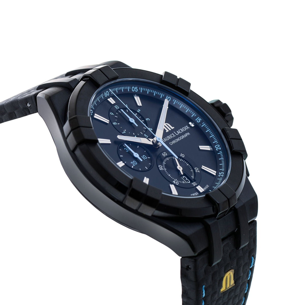 Shop Authentic Maurice Lacroix Aikon Chronograph Limited Edition Black Dial Black Leather Strap Watch for Men - AI1018-PVB01-337-1 - Luxxuri