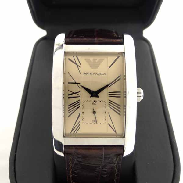 Shop Authentic Emporio Armani Classic Beige Dial Brown Leather Strap Watch For Men - AR0154 - Luxxuri