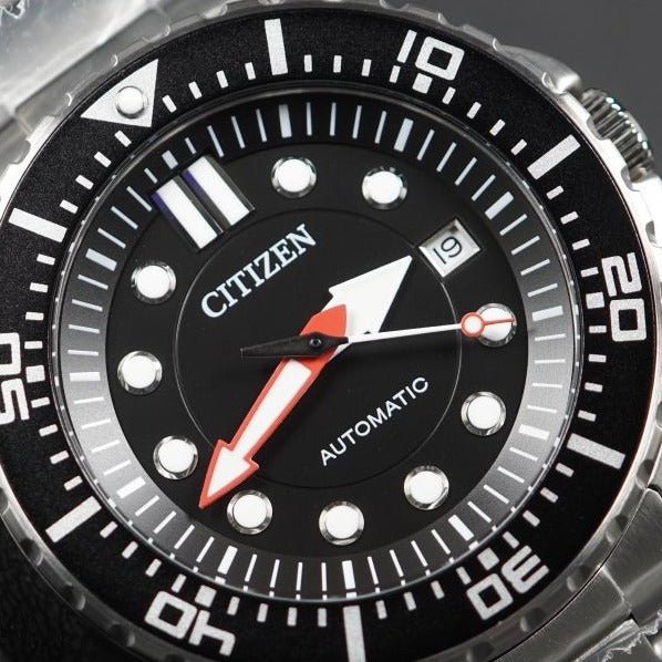Shop Authentic Citizen Mechanical Black Dial Silver Steel Strap Watch For Men - NJ0120-81E - Luxxuri
