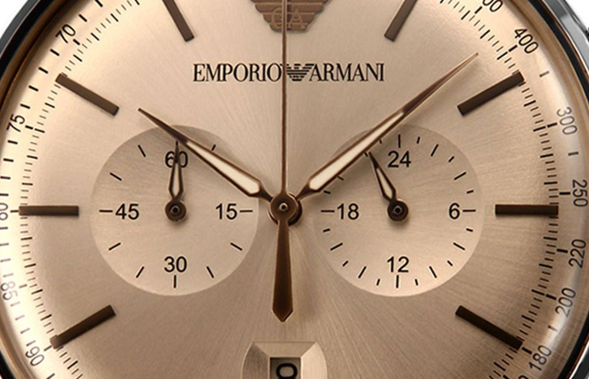 Shop Authentic Emporio Armani Aviator Chronograph Beige Dial Silver Steel Strap Watch For Men - AR11239 - Luxxuri