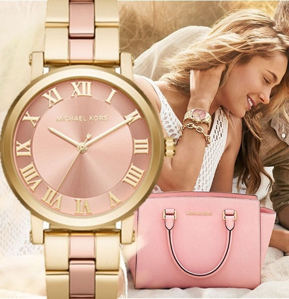 Shop Authentic Michael Kors Norie Gold Dial Two Tone Steel Strap Watch for Women - MK3586 - Luxxuri