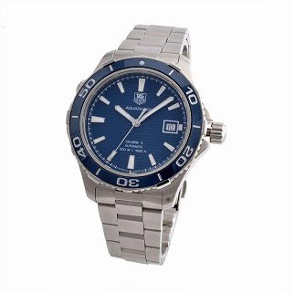 Shop Authentic Tag Heuer Aquaracer Calibre 5 Automatic Blue Dial Silver Steel Strap Watch for Men - WAK2111.BA0830 - Luxxuri