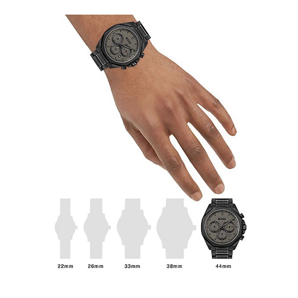 Shop Authentic Hugo Boss Cloud Chronograph Black Dial Black Steel Strap Watch For Men - 1514016 - Luxxuri