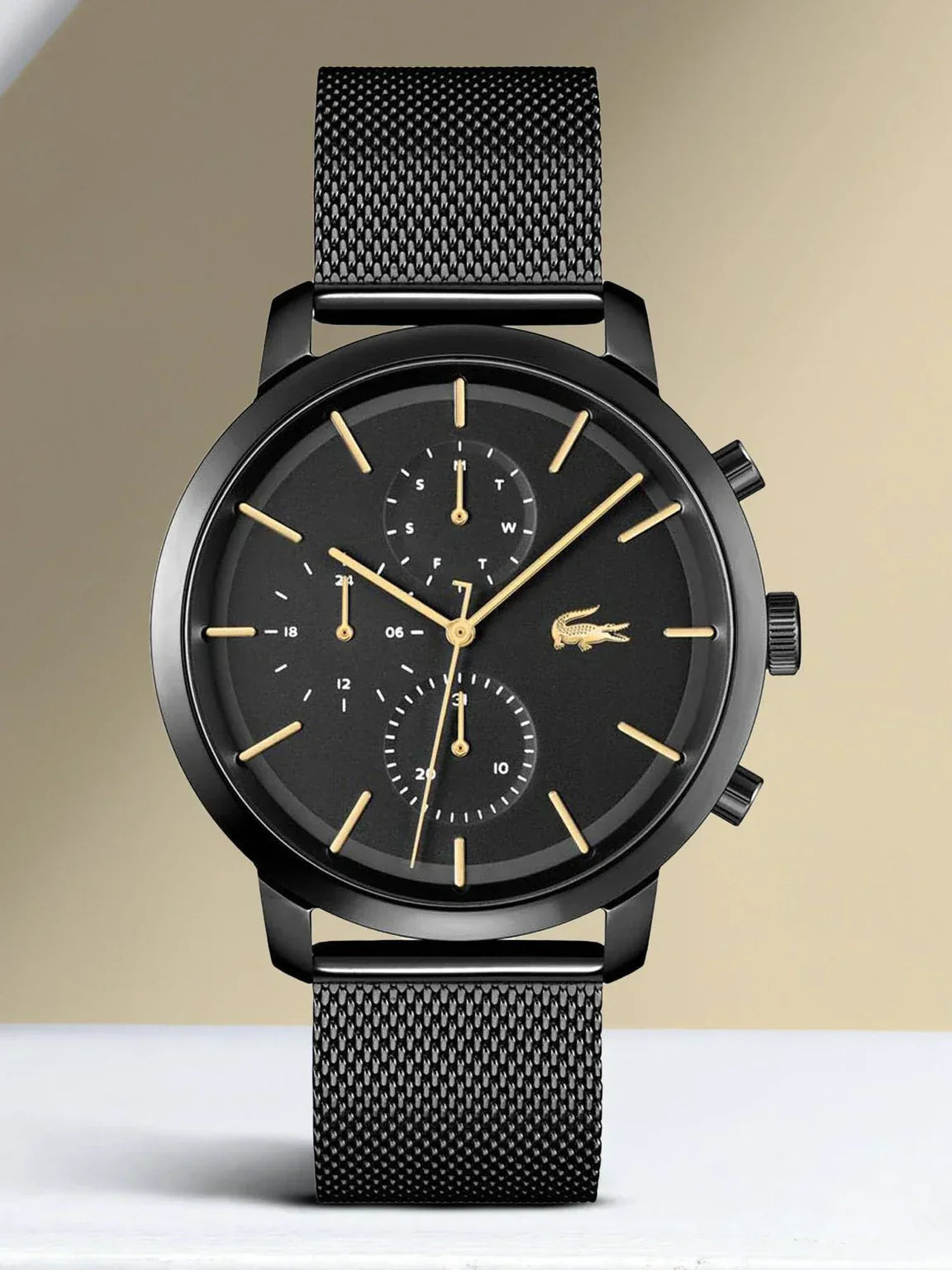 Lacoste Replay Black Dial Black Steel Strap Watch for Men - 2011194