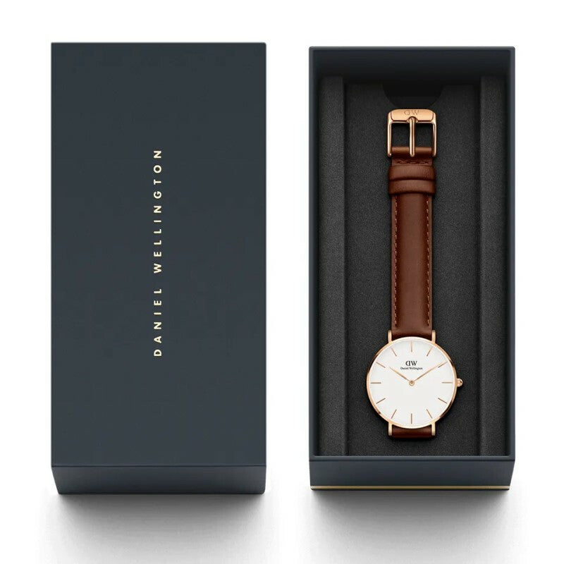Shop Authentic Daniel Wellington Classic Suffolk White Dial Brown Leather Strap Watch For Men - DW00100122 - Luxxuri