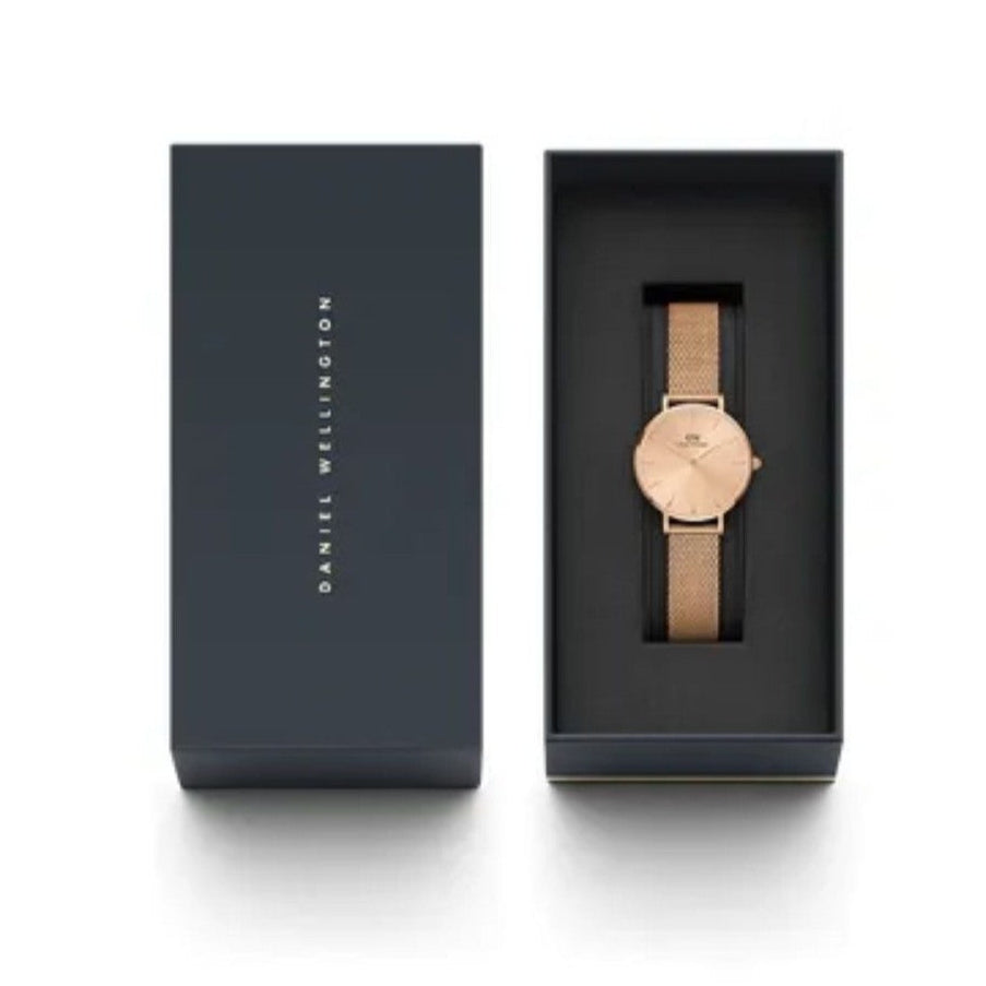 Shop Authentic Daniel Wellington Petite Rose Gold Dial Rose Gold Mesh Strap Watch For Women - DW00100472 - Luxxuri