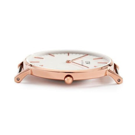 Shop Authentic Daniel Wellington Classic Bristol White Dial Brown Leather Strap Watch For Women - DW00100039 - Luxxuri