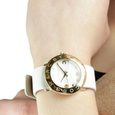 Shop Authentic Marc Jacobs Amy White Dial White Leather Strap Watch for Women - MBM1150 - Luxxuri