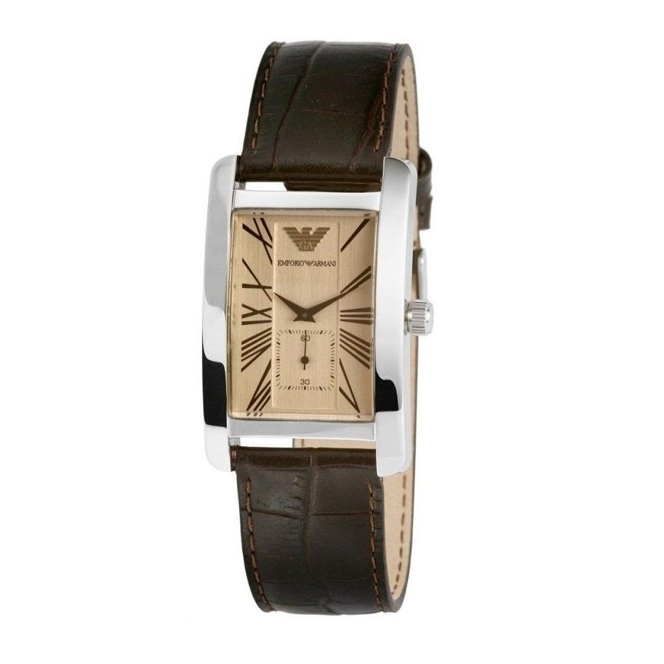 Shop Authentic Emporio Armani Classic Beige Dial Brown Leather Strap Watch For Men - AR0154 - Luxxuri