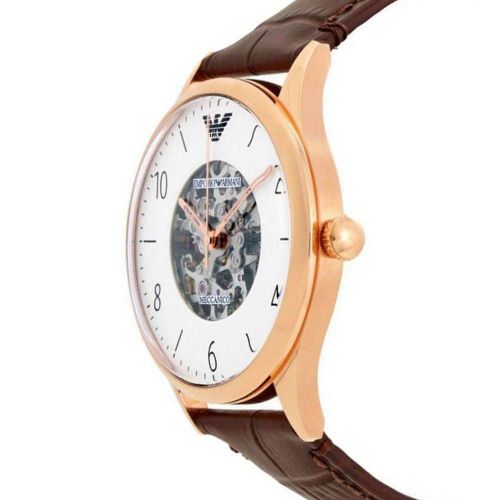 Shop Authentic Emporio Armani Meccanico White Dial Brown Leather Strap Watch For Men - AR1920 - Luxxuri