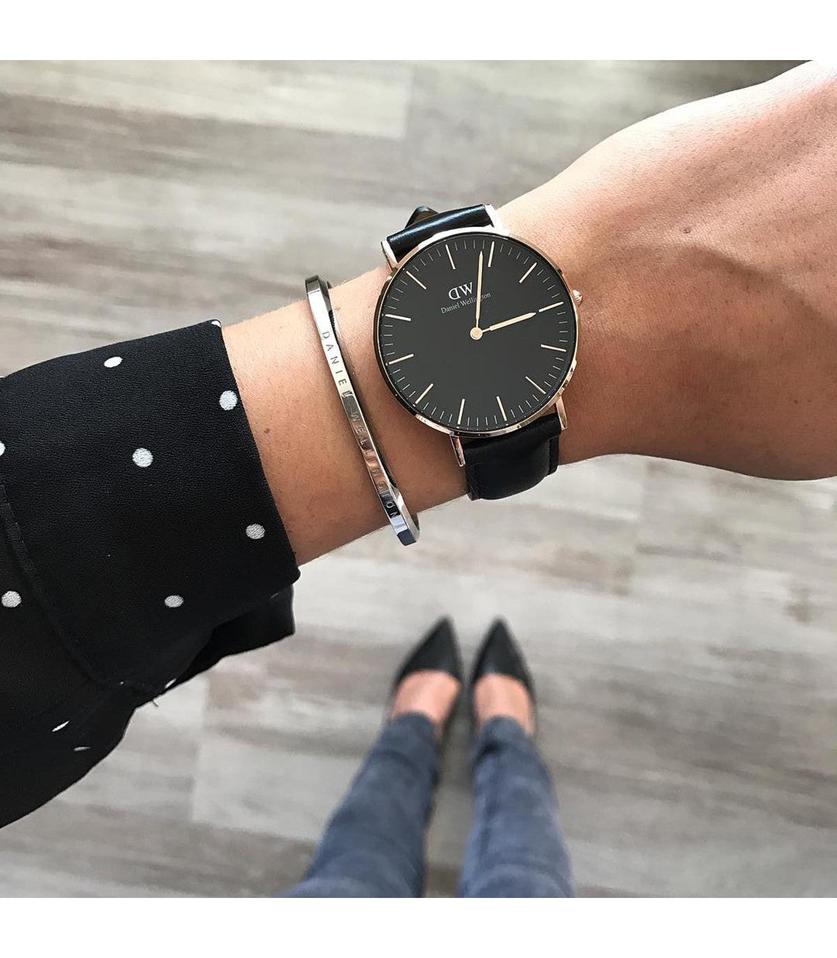 Shop Authentic Daniel Wellington Classic Sheffield Black Dial Black Leather Strap Watch For Women - DW00100145 - Luxxuri