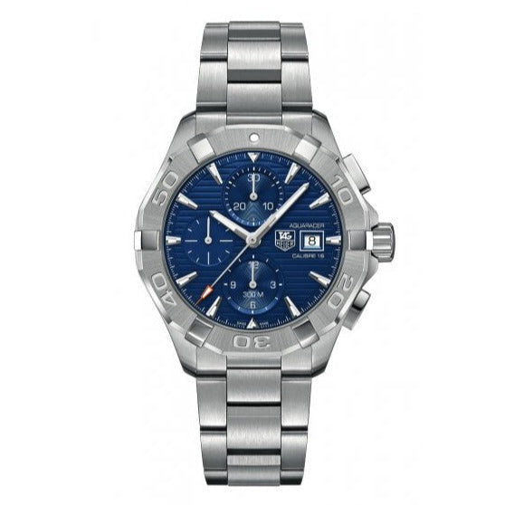 Shop Authentic Tag Heuer Aquaracer Caliber 16 Automatic Chronograph Blue Dial Silver Steel Strap Watch for Men - CAY2112.BA0927 - Luxxuri