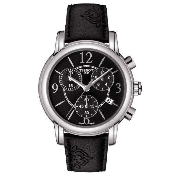Shop Authentic Tissot Dressport Chronograph Black Dial Black Leather Strap Watch for Women - T050.217.17.057.00 - Luxxuri