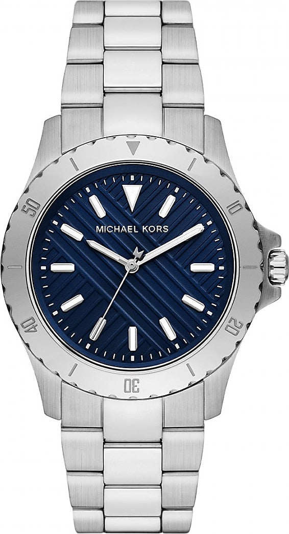 Shop Authentic Michael Kors Everest Three-Hand Blue Dial Silver Steel Strap Watch For Men - MK9079 - Luxxuri