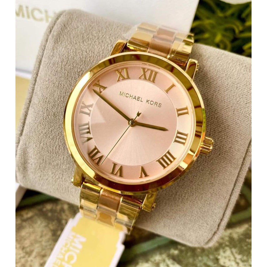 Shop Authentic Michael Kors Norie Gold Dial Two Tone Steel Strap Watch for Women - MK3586 - Luxxuri