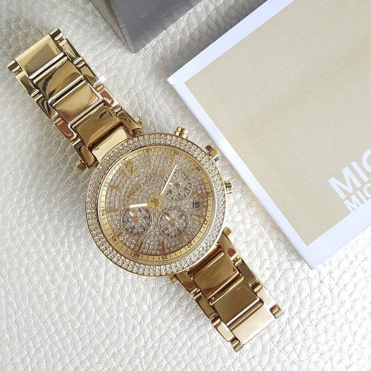 Shop Authentic Michael Kors Parker Gold Dial Gold Steel Strap Watch for Women - MK5856 - Luxxuri
