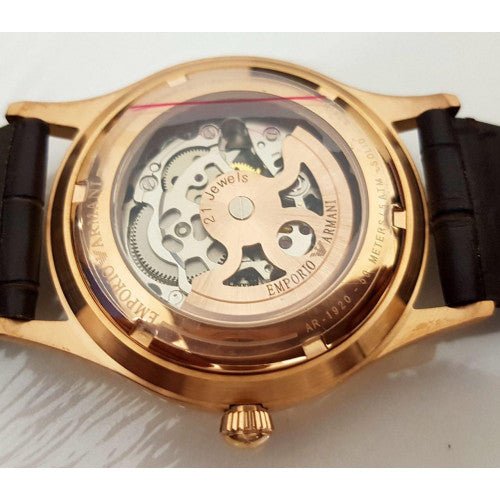 Shop Authentic Emporio Armani Meccanico White Dial Brown Leather Strap Watch For Men - AR1920 - Luxxuri