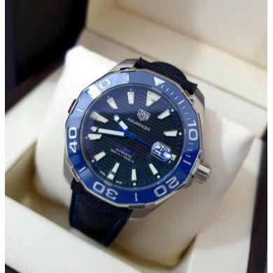 Shop Authentic Tag Heuer Aquaracer Calibre 5 Automatic Black Dial Black Nylon Strap Watch for Men - WAY201C.FC6395 - Luxxuri