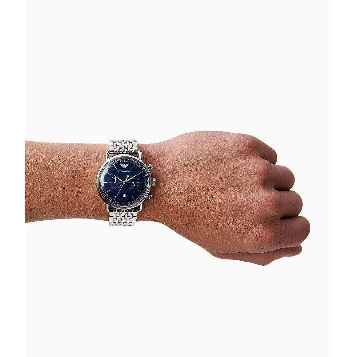 Shop Authentic Emporio Armani Aviator Chronograph Blue Dial Silver Steel Strap Watch For Men - AR11238 - Luxxuri