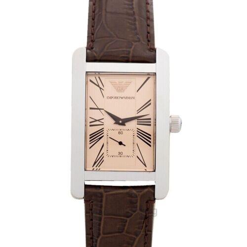 Shop Authentic Emporio Armani Classic Beige Dial Brown Leather Strap Watch For Men - AR0154 - Luxxuri