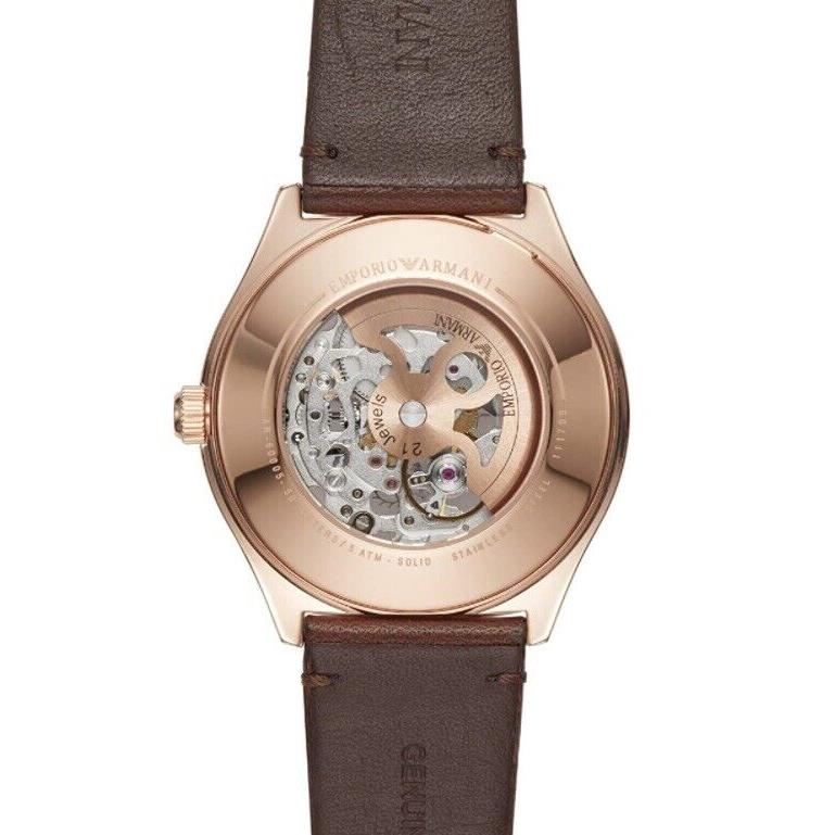 Shop Authentic Emporio Armani Meccanico White Skeleton Dial Brown Leather Strap Watch For Men - AR60005 - Luxxuri