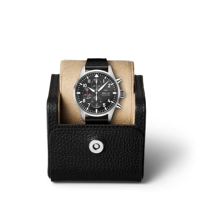 Shop Authentic IWC Pilot's Watch Chronograph Black Dial Black Leather Strap Watch for Men - IW377709 - Luxxuri
