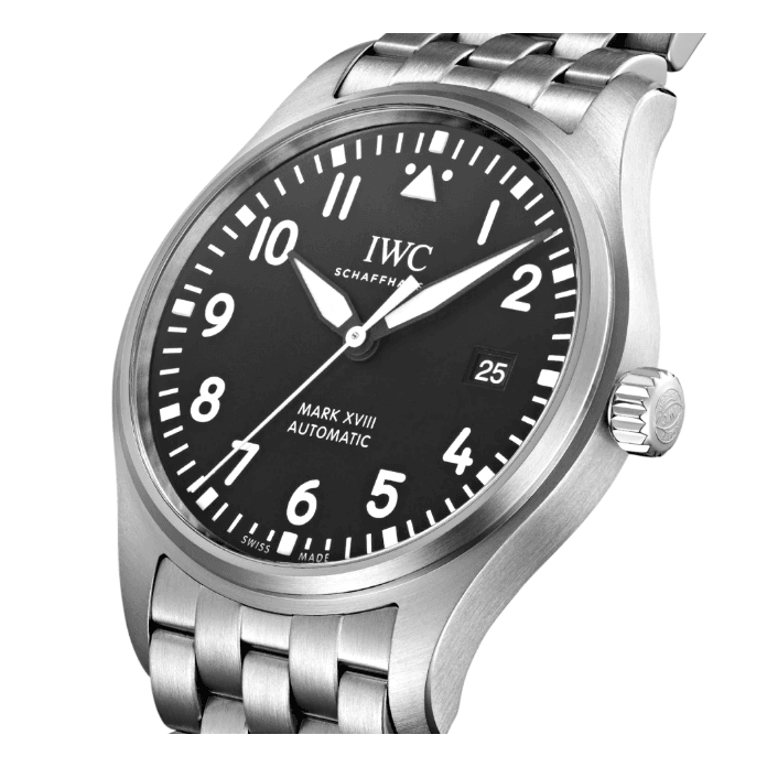 Shop Authentic IWC Pilot’s Watch Mark XVIII Black Dial Silver Steel Strap Watch for Men - IW327015 - Luxxuri