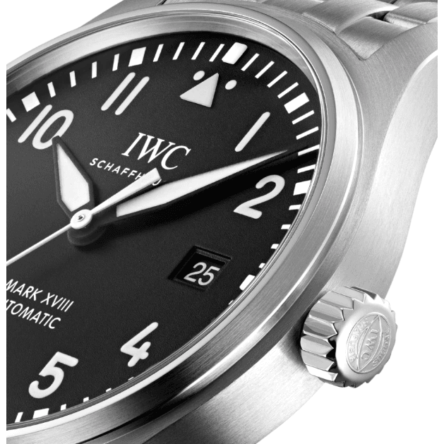 Shop Authentic IWC Pilot’s Watch Mark XVIII Black Dial Silver Steel Strap Watch for Men - IW327015 - Luxxuri