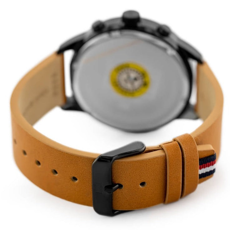 Shop Authentic Tommy Hilfiger James Quartz Black Dial Brown Leather Strap Watch For Men - 1791486 - Luxxuri