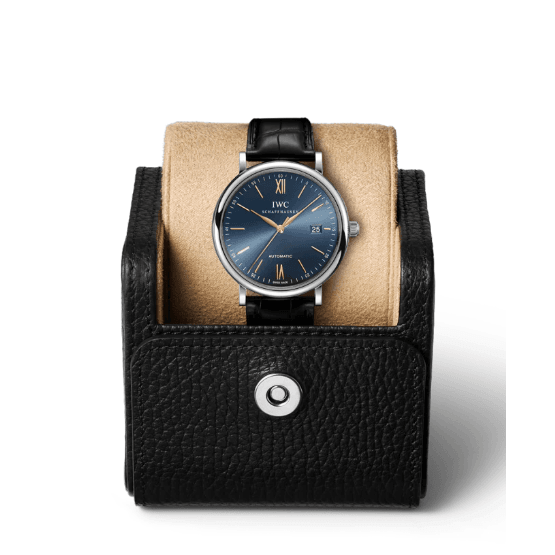 Shop Authentic IWC Portofino Automatic Blue Dial Black Leather Strap Watch for Men - IW356523 - Luxxuri