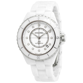 Shop Authentic Chanel J12 Diamonds Quartz Ceramic White Dial White Steel Strap Watch for Women - J12 H2422 - Luxxuri