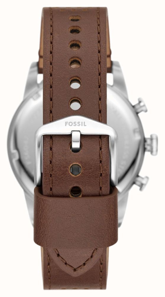 Shop Authentic Fossil Sport Tourer Chronograph White Dial Brown Leather Strap Watch for Men - FS6042 - Luxxuri
