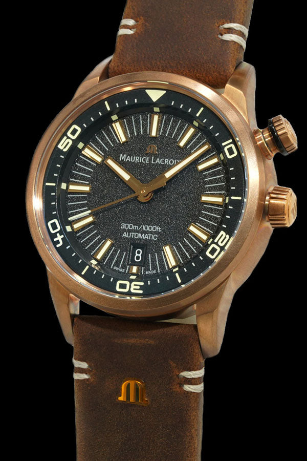 Shop Authentic Maurice Lacroix Pontos Diver Limited Edition Black Dial Brown Leather Strap Watch For Men - PT6248-BRZ01-330-3 - Luxxuri