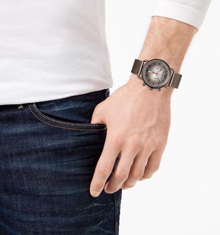Shop Authentic Emporio Armani Aviator Chronograph Grey Dial Brown Mesh Bracelet Watch For Men - AR11169 - Luxxuri
