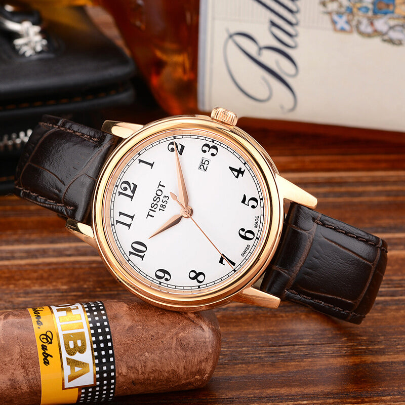 Shop Authentic Tissot T Classic Carson Quartz White Dial Brown Leather Strap Watch for Men - T085.410.36.012.00 - Luxxuri