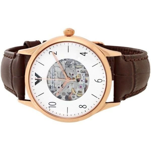 Shop Authentic Emporio Armani Meccanico White Dial Brown Leather Strap Watch For Men - AR1920 - Luxxuri