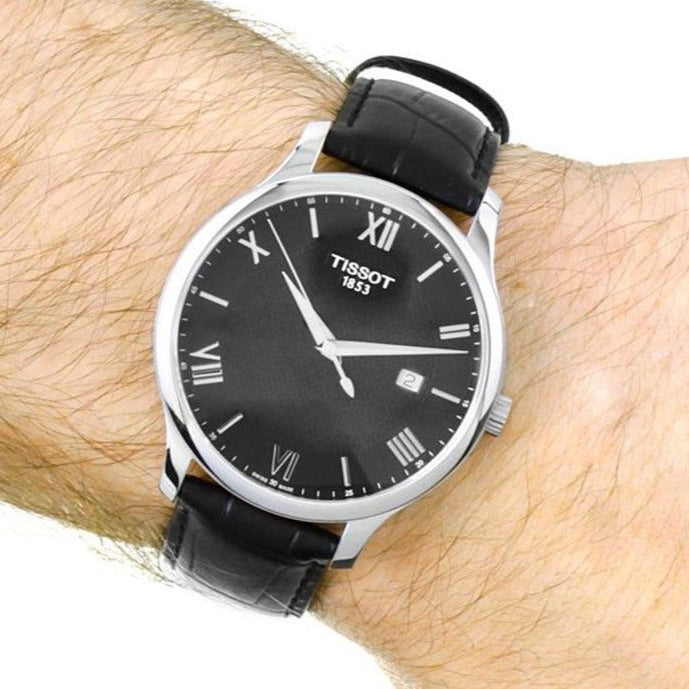 Shop Authentic Tissot T Classic Tradition Black Dial Black Leather Strap Watch For Men - T063.610.16.057.00 - Luxxuri