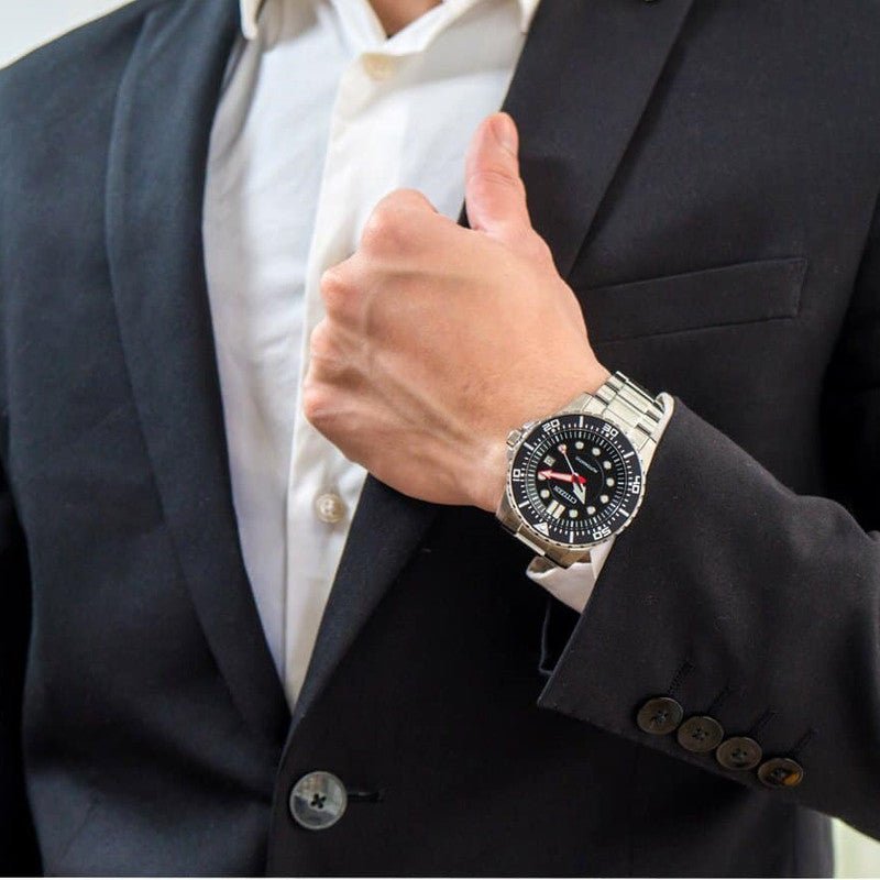 Shop Authentic Citizen Mechanical Black Dial Silver Steel Strap Watch For Men - NJ0120-81E - Luxxuri