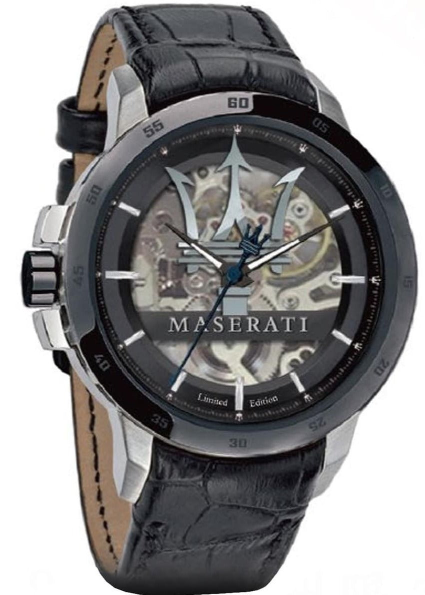 Shop Authentic Maserati Automatic Black Dial Black Leather Strap Watch For Men - R8821119007 - Luxxuri