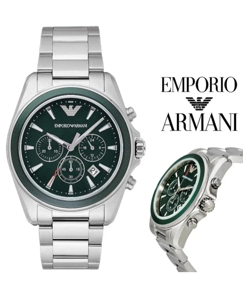 Shop Authentic Emporio Armani Sportivo Chronograph Blue Dial Silver Steel Strap Watch For Men - AR6090 - Luxxuri