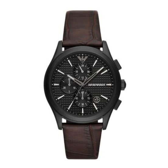 Shop Authentic Emporio Armani Paolo Chronograph Black Dial Brown Leather Strap Watch For Men - AR11549 - Luxxuri