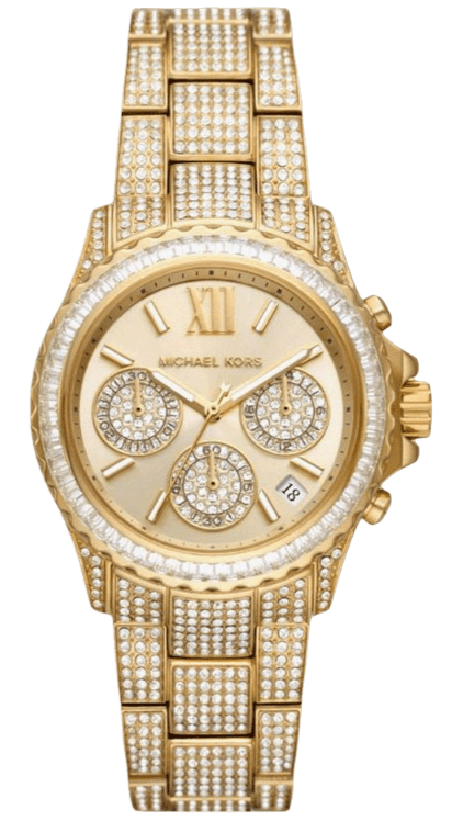 Shop Authentic Michael Kors Everest Chronograph Crystals Gold Dial Gold Steel Strap Watch For Women - MK7254 - Luxxuri