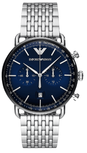 Shop Authentic Emporio Armani Aviator Chronograph Blue Dial Silver Steel Strap Watch For Men - AR11238 - Luxxuri