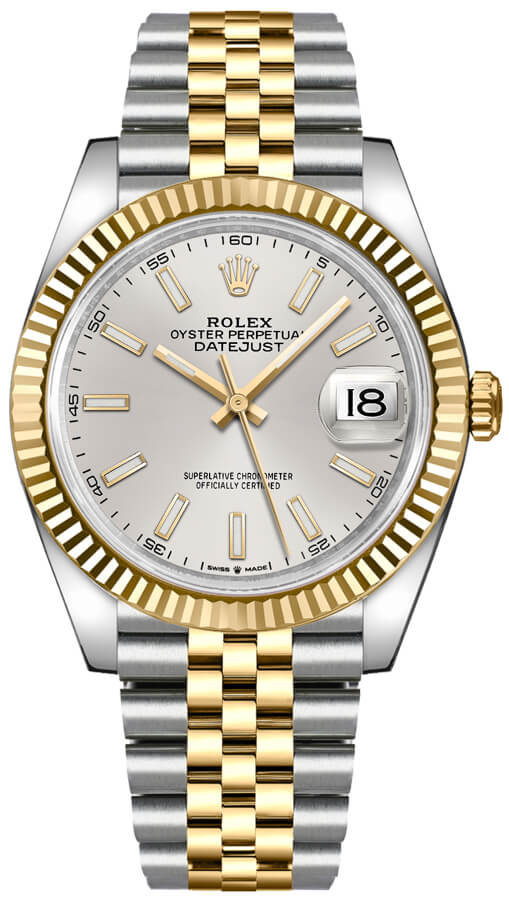 Shop Authentic Rolex Datejust 41 Silver Dial Two Tone Oystersteel & Yellow Gold Jubilee Bracelet Watch for Men - M126333-0002 - Luxxuri