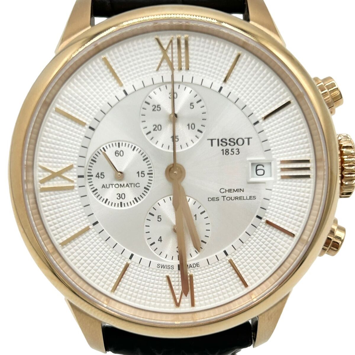 Shop Authentic Tissot Des Tourelles Chronograph Silver Dial Brown Leather Strap Watch For Men - T099.427.36.038.00 - Luxxuri