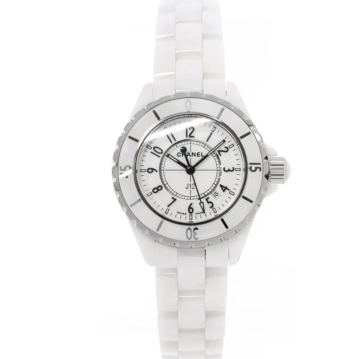 Shop Authentic Chanel J12 Ceramic White Dial White Steel Strap Watch for Women - J12 H0968 - Luxxuri