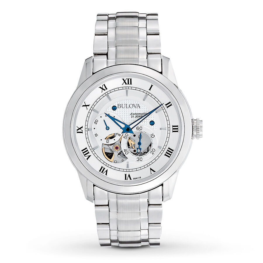 Shop Authentic Bulova BVA Series Dual Aperture Silver Dial Silver Steel Strap Watch for Men - 96A118 - Luxxuri