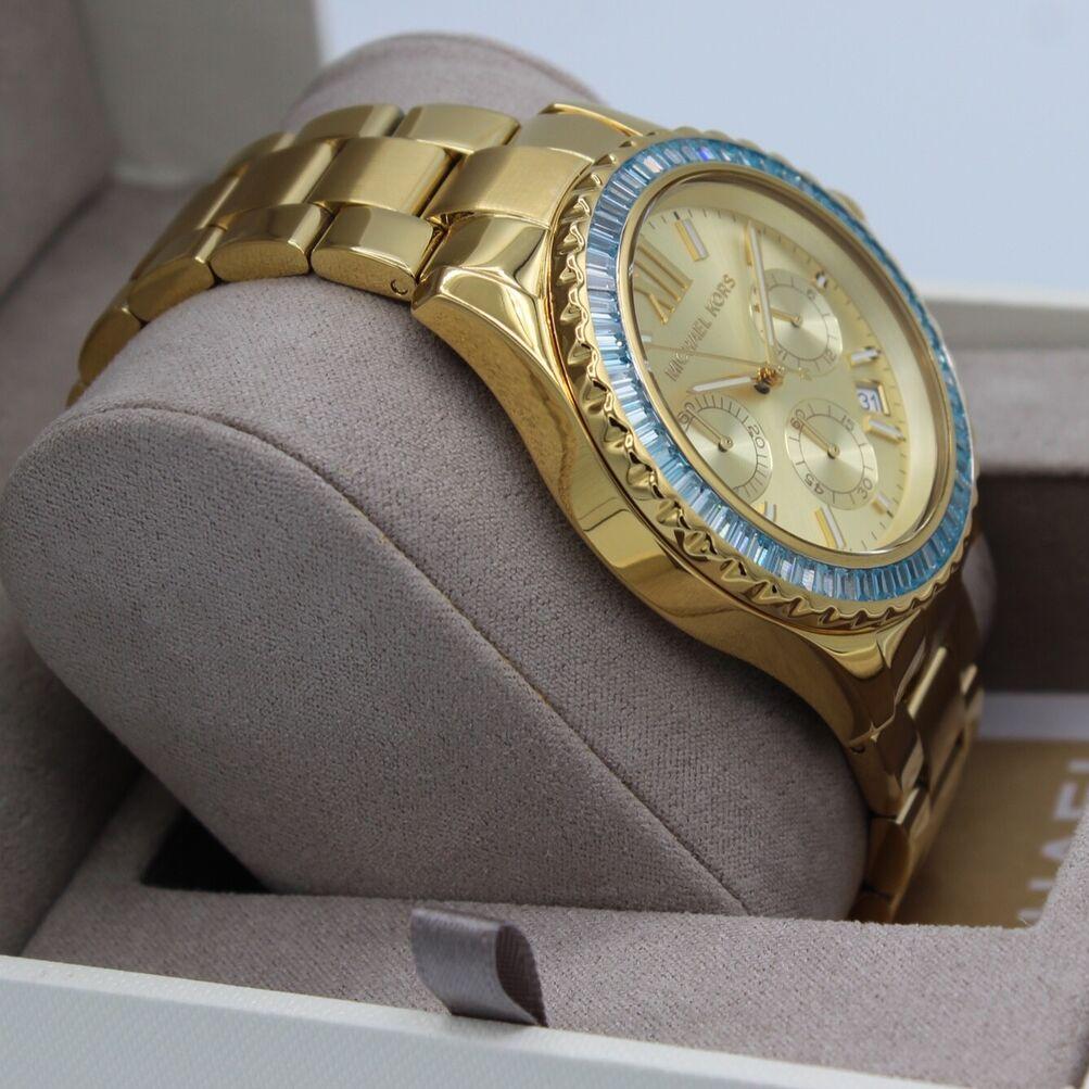Shop Authentic Michael Kors Everest Chronograph Gold Dial Gold Steel Strap Watch For Women - MK7210 - Luxxuri