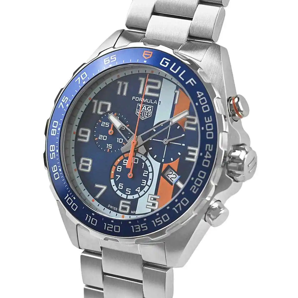 Shop Authentic Tag Heuer Formula 1 Gulf Edition Chronograph Blue Dial Silver Steel Strap Watch for Men - CAZ101AT.BA0842 - Luxxuri